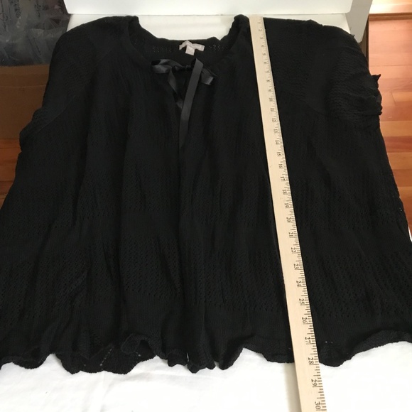 WOMAN WITHIN 100% Cotton Knit Cardigan Tie Neck Black Top Women’s Plus Size 4X - Picture 12 of 16